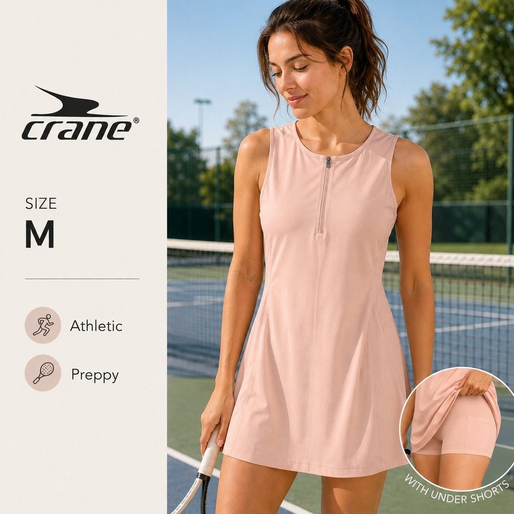 Crane Athletic Dress Womens Sz M Pink Built-In Shorts Tennis Golf Preppy Romper